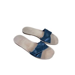 J. Crew Women's Black leather SLip-On Flat Sandals Size 10